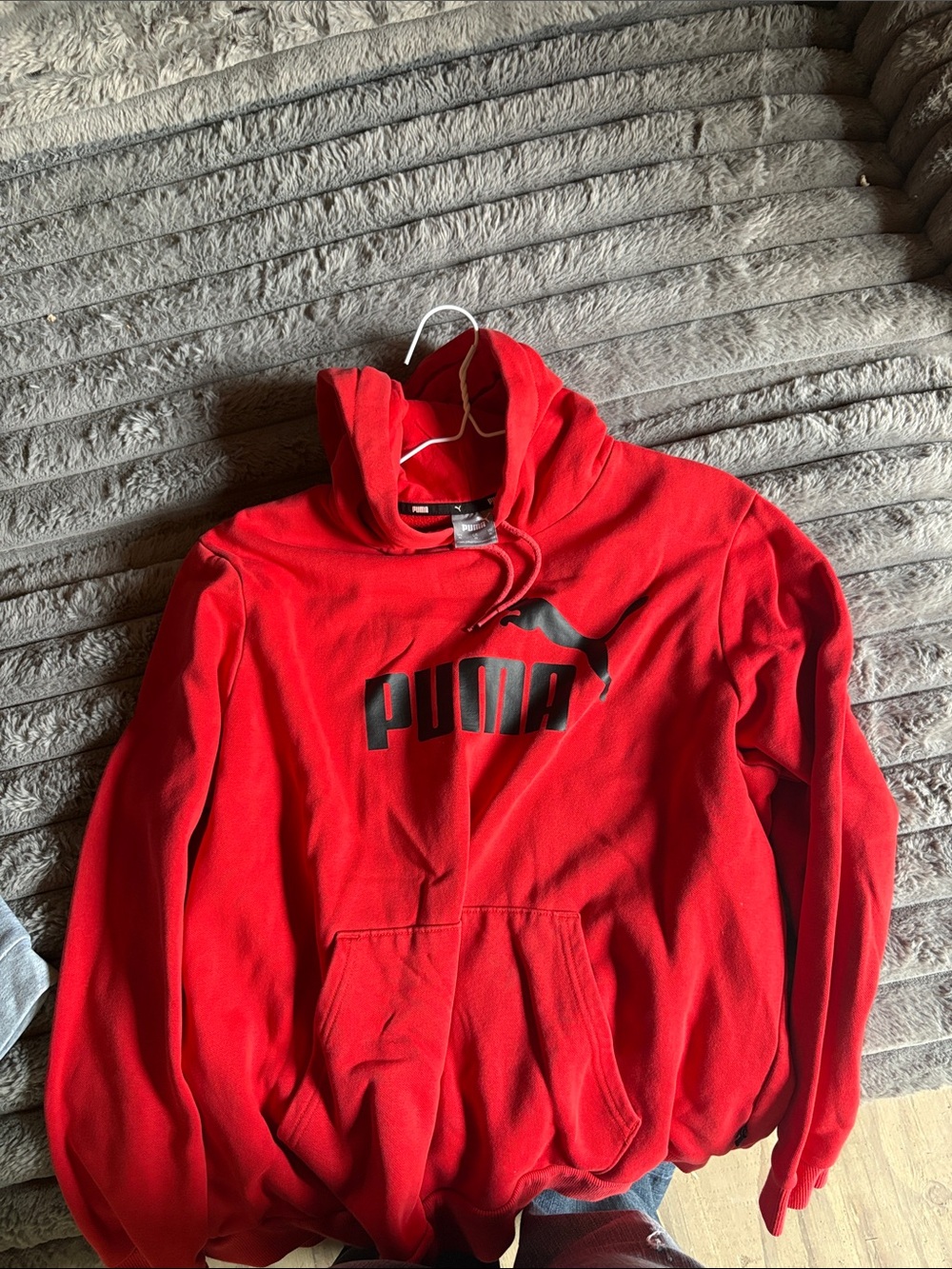Puma Men’s Red Crewneck Hoodie with Black Logo